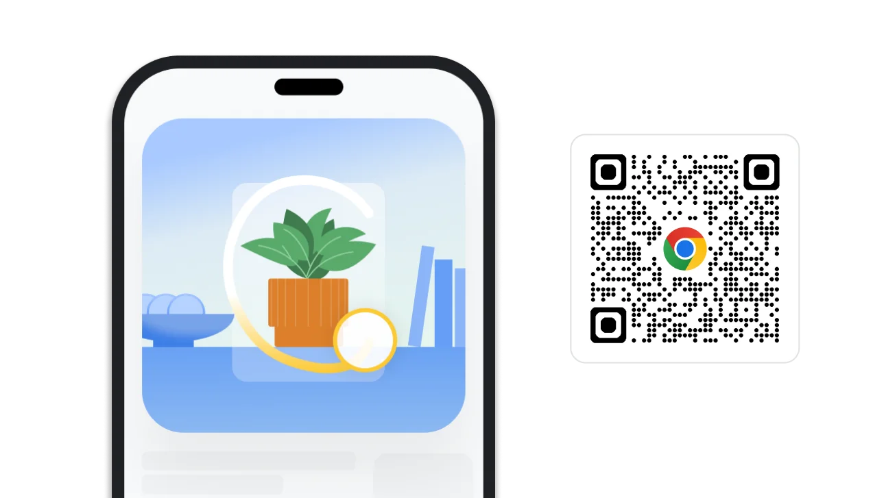 Слика претраживања заокруживањем у Chrome-у. Поред те слике налази се QR кôд помоћу ког можете да преузмете Chrome.